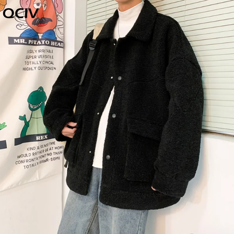 Winter Men's In Warm Snow Jackets Fashion White Wool Cotton-padded Clothes Casual Loose Coats Cashmere Parkas Size M-2XL