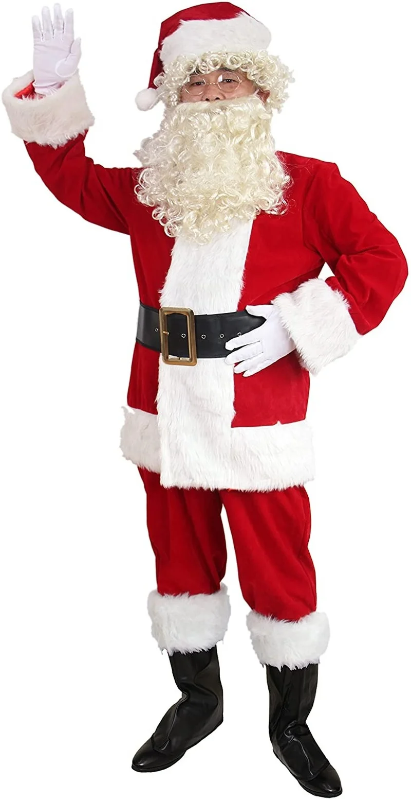 Костюм Санта-Клауса 10 шт. плюшевый костюм для взрослых костюмы косплея пушистые
