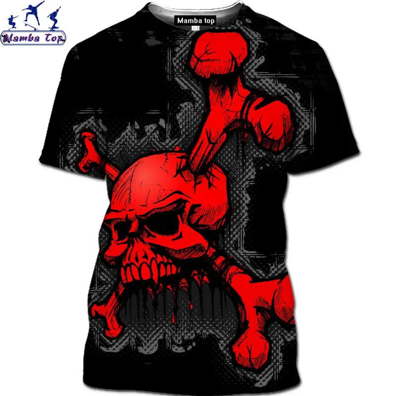 

Mamba 3D Top Horror Demon Men's Shirt Casual Harajuku Thunder Flower Shirt Christmas Top Summer Short Sleeve Flame Skull T-shirt