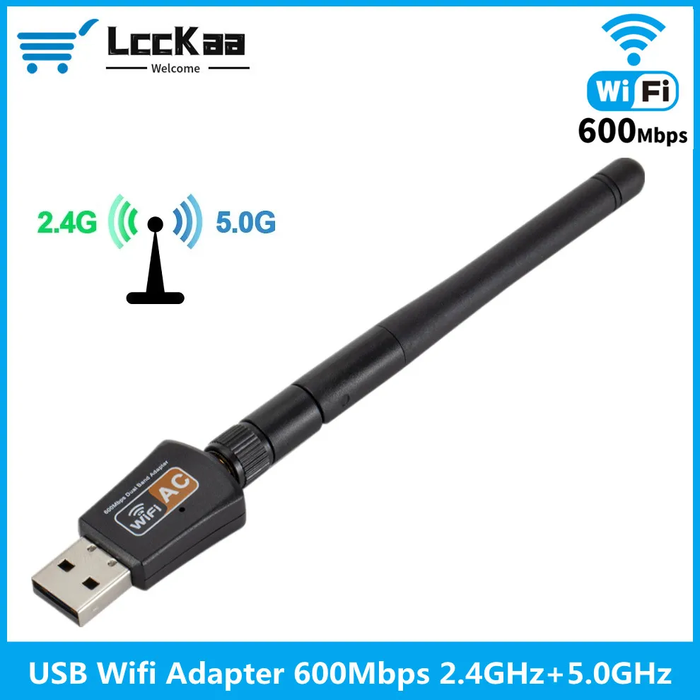 LccKaa USB Wi-Fi-адаптер 5 0 ГГц + 2 4 Wi-Fi-Приемник Высокая скорость 600 Мбит/с Wi-Fi-антенна