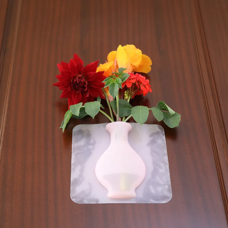 Съемные Волшебные силиконовые вазы наклейки Висячие листья бутылки стикеры на