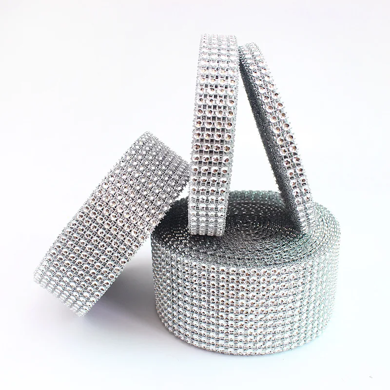 10 Yards 4mm Plastic Environmental Imitation Diamond Mesh Drill Roll Tape DIY Hollow Bling Rhinestone Wrap Ribbon Wedding Decor | Дом и сад
