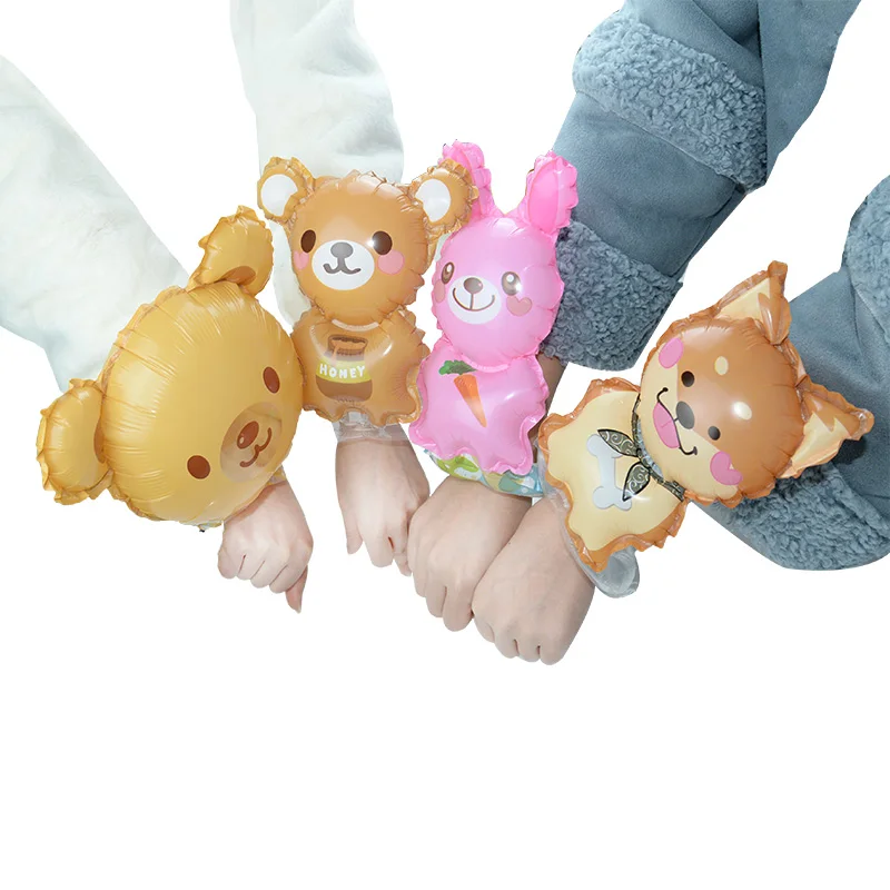 

10Pcs Small Animal Shape Wristband Wrist Foil Balloon Children Party Decoration Air Balloon Worn on The Wrist Children Favor Toy