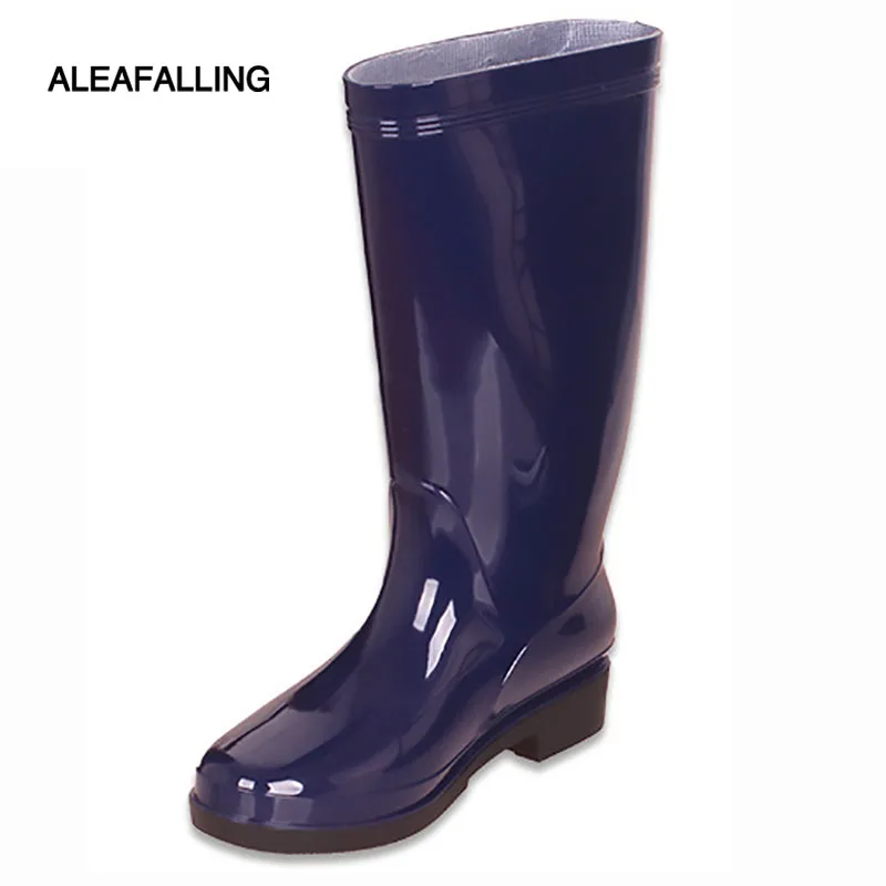 Aleafalling/женские сапоги до середины икры на низком каблуке водонепроницаемые