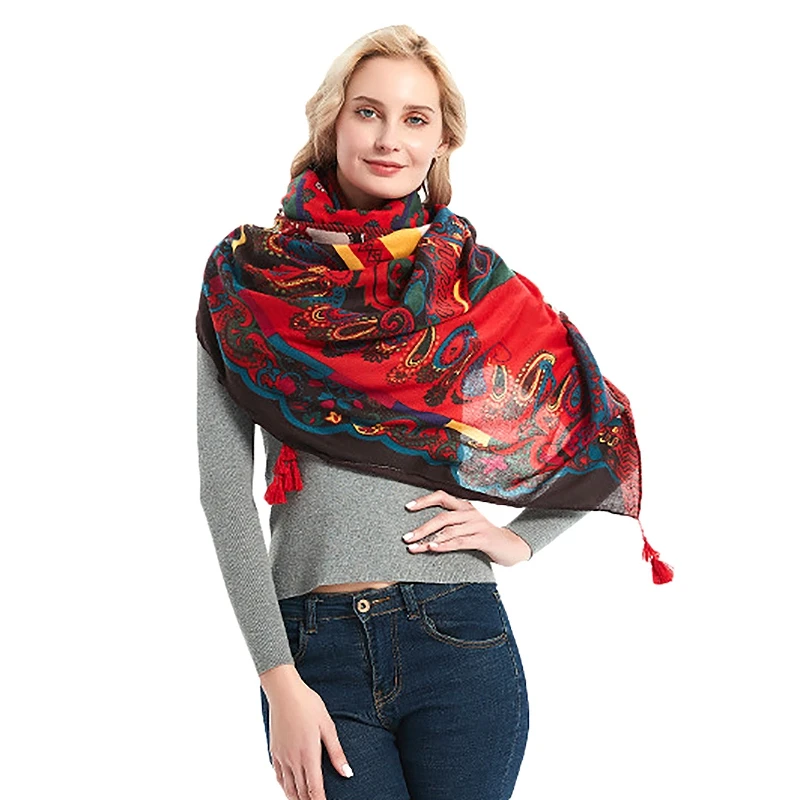 Double Side Tropical Soft Shawls Colorful Exotic Pashmina Wrap Shawl Scarf |