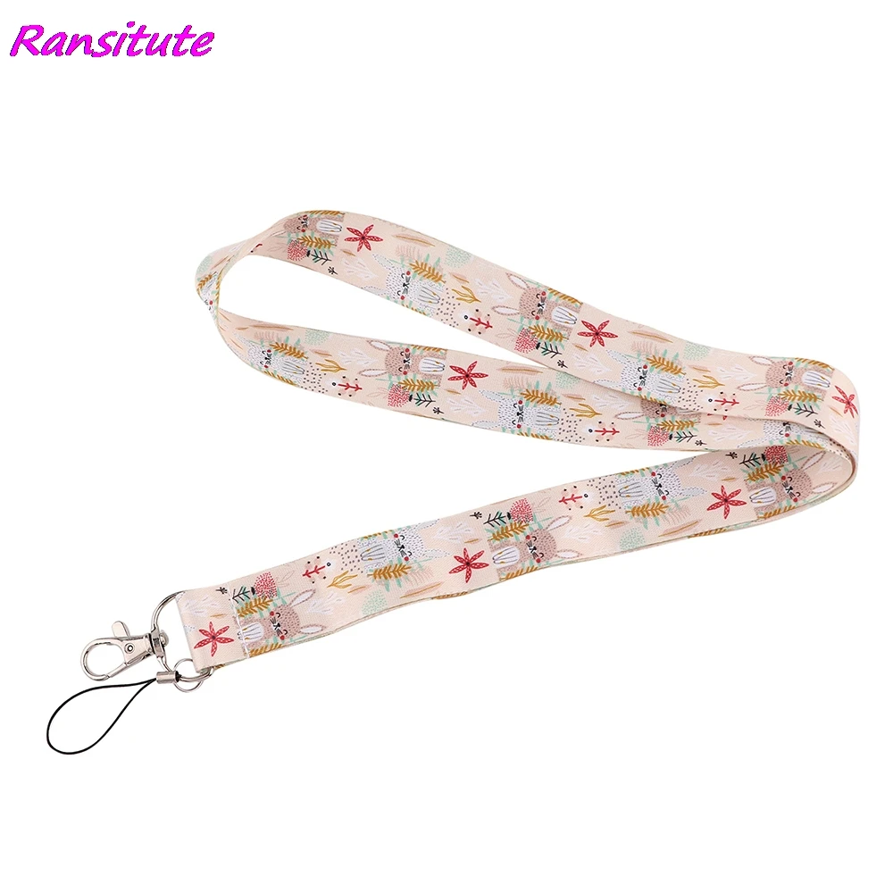 Брелок Ransitute R2138 Kawaii с изображением кролика ремешок для ключей удостоверения