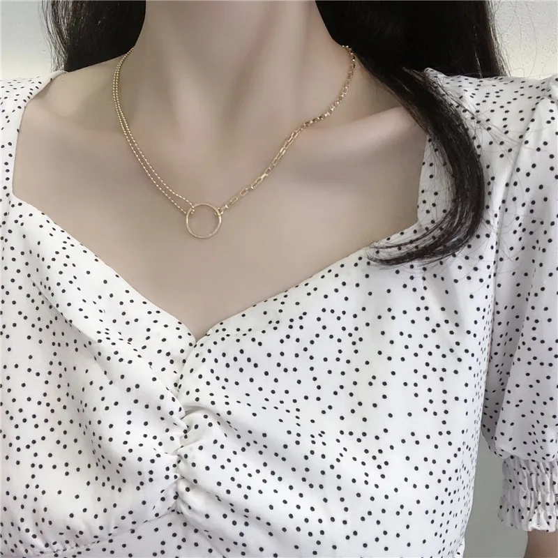 

European and European temperament geometric metal collarbone chain 2021 new elegant fashion woman's necklace party gift