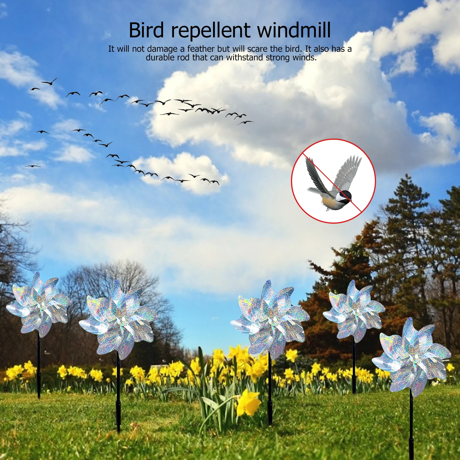 

Bird Repeller Pinwheels Reflective Sparkly Bird Deterrent Windmill Protect Garden Plant Flower Garden Lawn Decoration Dropship