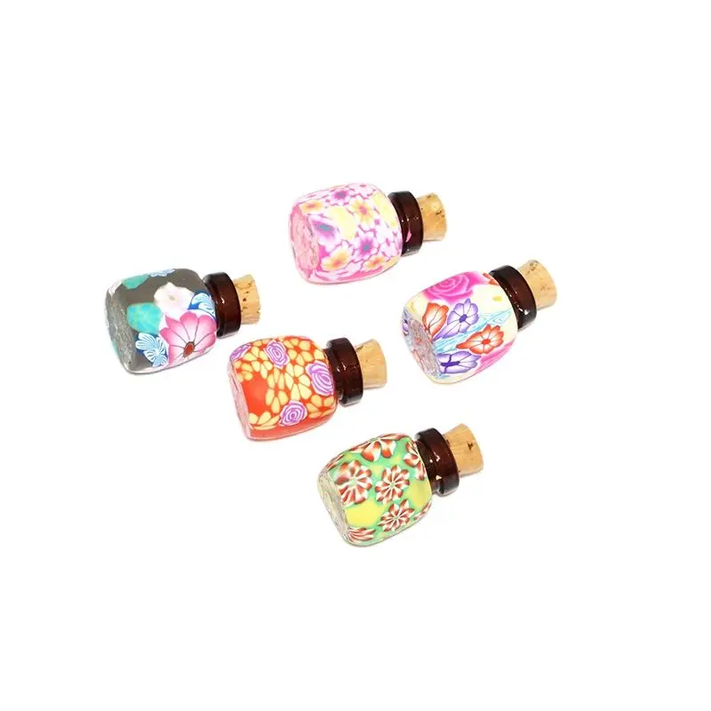 Soft Pottery Empty Bottle Aromatherapy Essential Oil Polymer Clay Perfume Cork Lid Pendant Handmade 25pcs/lot | Красота и здоровье