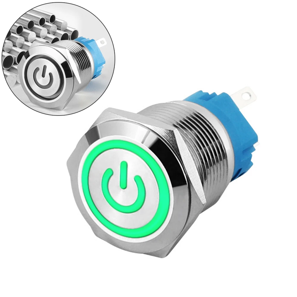 10 шт. 16 мм Автомобильный металлический светодиодный светильник кнопка