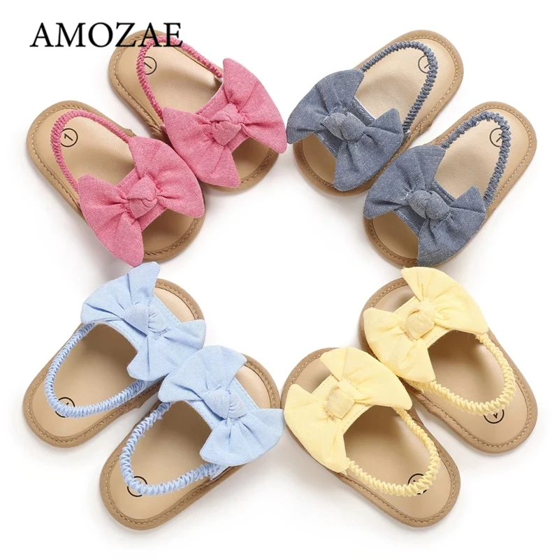 Босоножки для девочек милые летние босоножки новорожденных с большим бантом