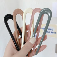 new korean elegance vintage multicolor geometric u shaped acrylic fork hairpins headwear accessories for women hair style tool