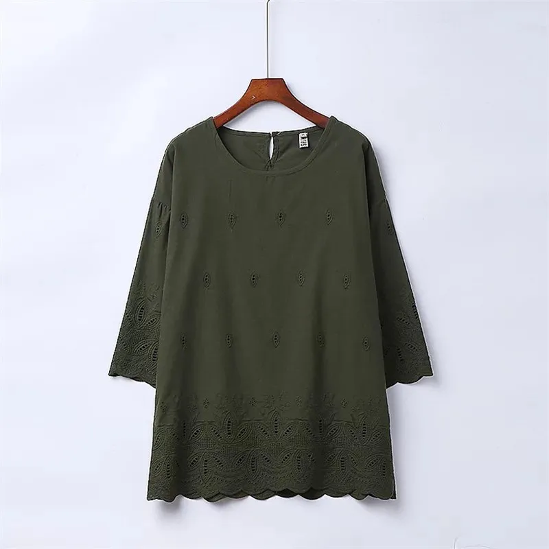 3XL-6XL Модные женские футболки больших размеров, свободные хлопковые футболки с круглым вырезом и принтом, топы с рукавом три четверти, Vetement Femme