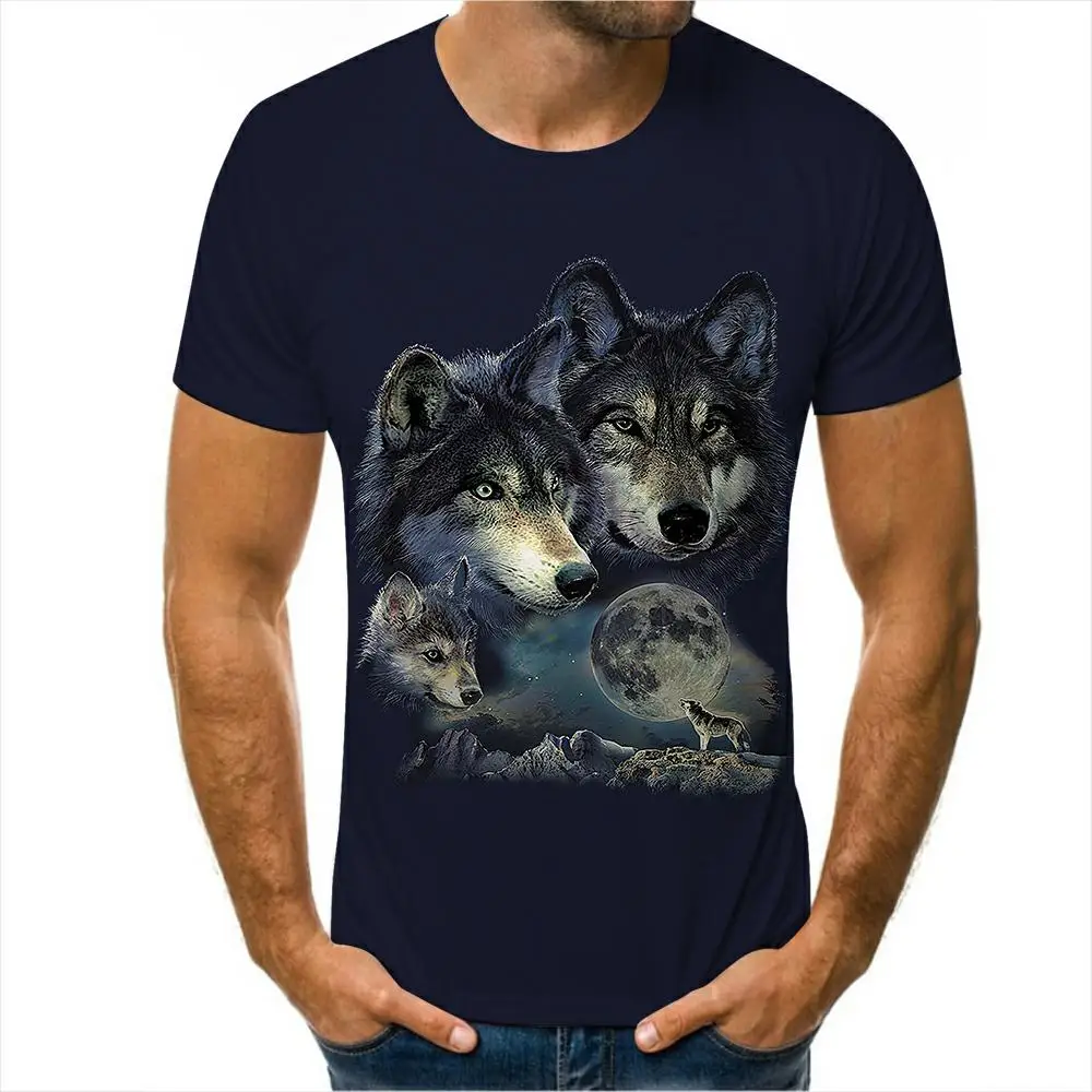 Футболка с 3D-принтом животного и названием волка летняя модная повседневная