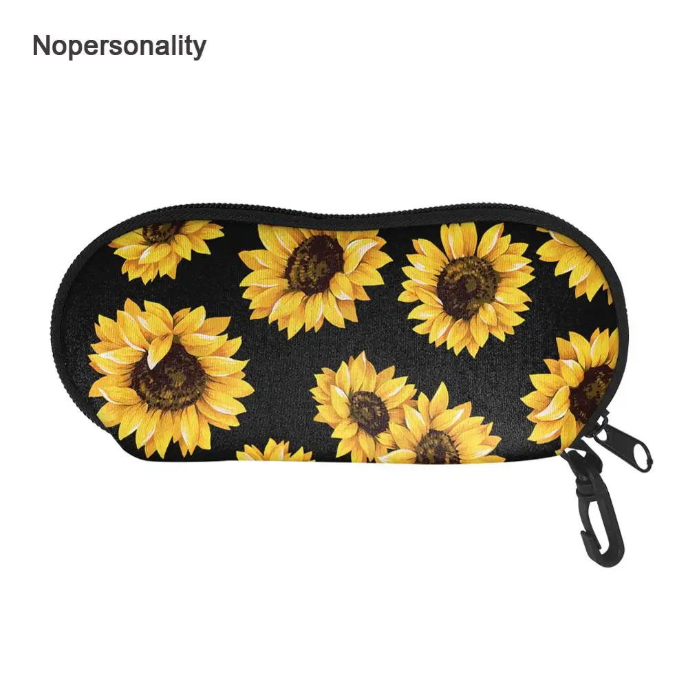 

Portable Black Sunflower Print Eye Glasses Sunglasses Case Protector Box Storage Carry Bag Sunglasses Protector Bag Customize
