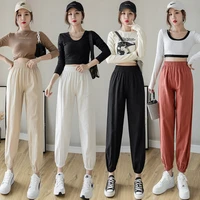 cotton linen sweatpants women solid womens sports pants women joggers streetwear high waisted women pants korean crop trousers