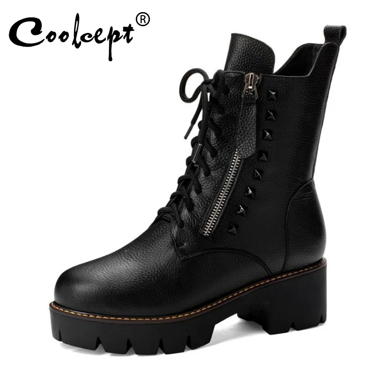 Женские ботильоны Coolcept из натуральной кожи пикантные рыцарские ботинки на
