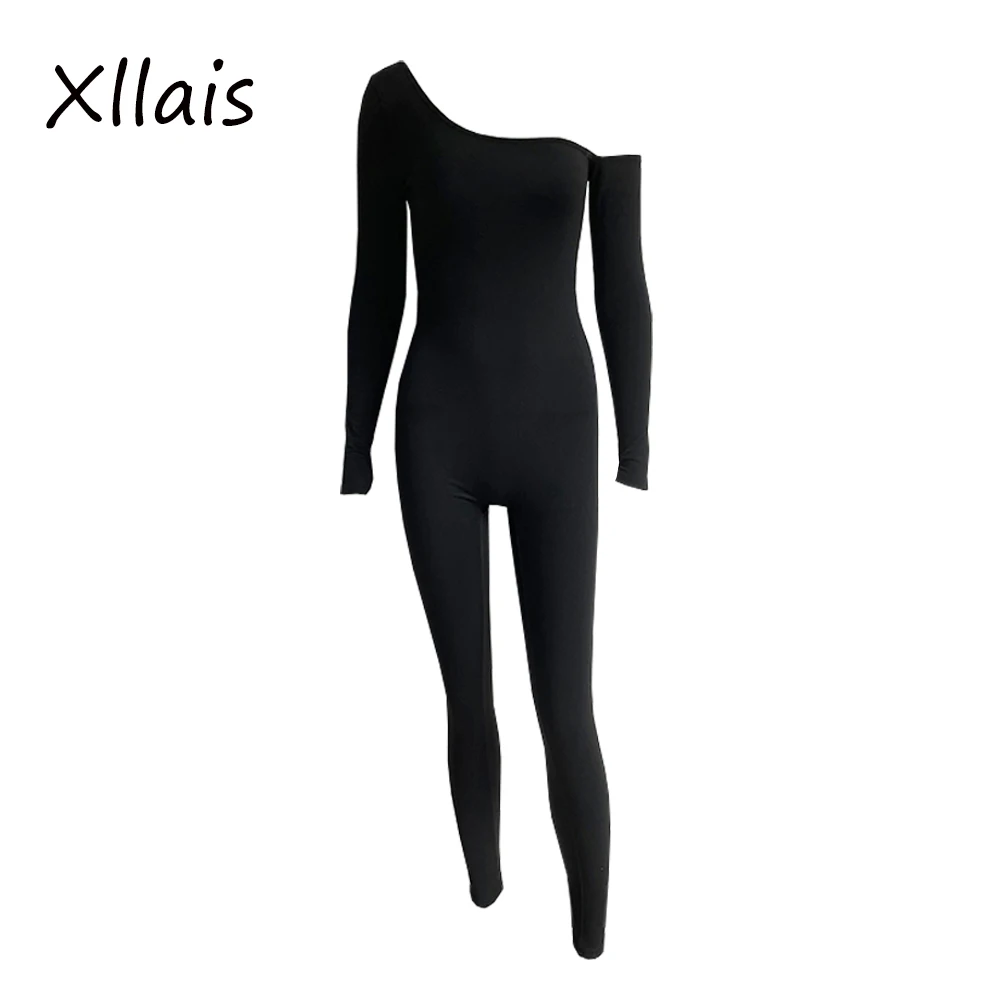 

Черные сексуальные комбинезоны XLLAIS с открытыми плечами для женщин, повседневные брюки-карандаш, Комбинезоны для клувечерние, Цельный Наряд...
