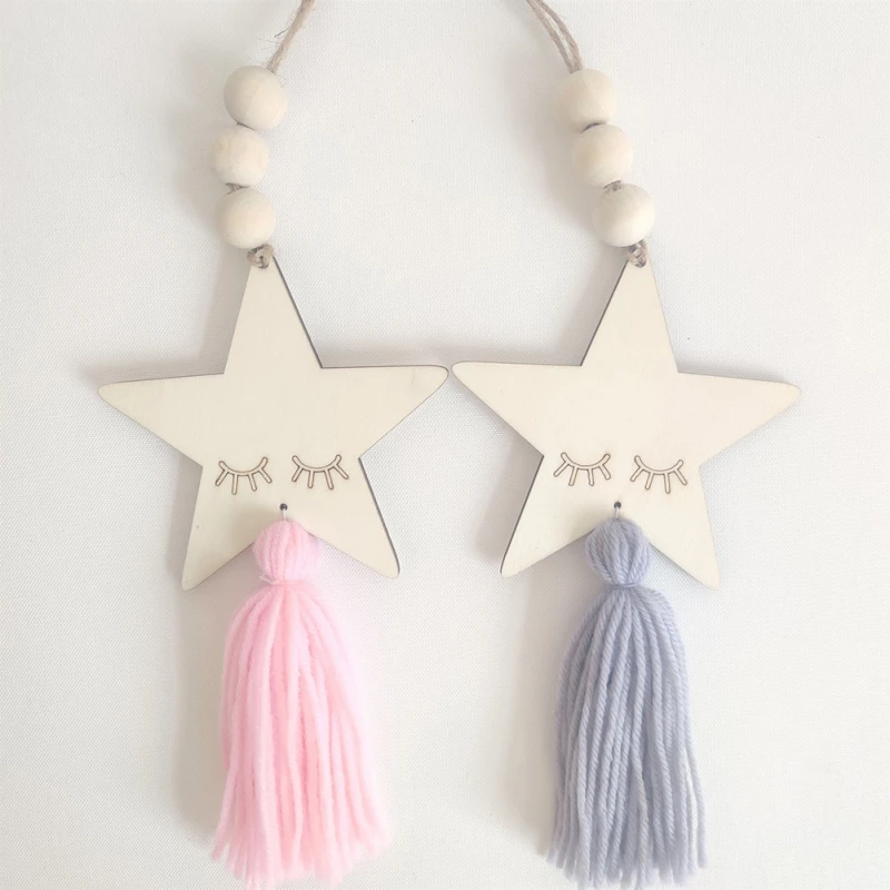 

Nordic Stil Nette Sterne Form Holz Perlen Quaste Anhnger Kinder Zimmer Dekoration Wand Hngen Ornament Fr Fotografie Nicht Cus