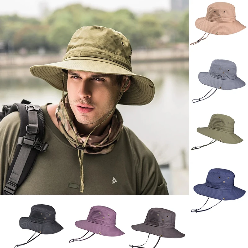 

Summer outdoor sunscreen sun hat camouflage fishing hat wild breathable mesh hiking hat men's hat Men's panama hat