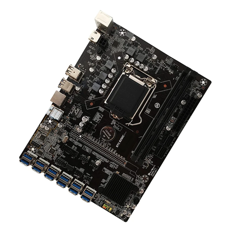 B250C BTC Mining Motherboard with SATA Cable 12XPCIE to USB3.0 Graphics Card Slot LGA1151 Supports DDR4 DIMM RAM for BTC