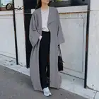 2022 модный Женский Тренч Celmia Осень-Зима ветровка с длинным рукавом и отворотом Повседневная Свободная однотонная элегантная верхняя одежда