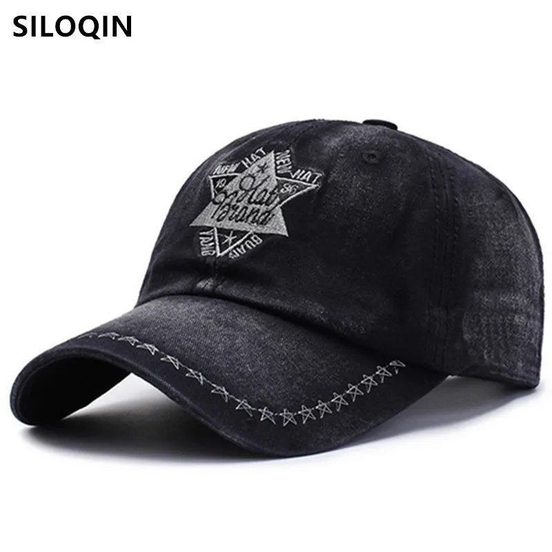 

SILOQIN Adjustable Size Men Women Denim Cotton Baseball Caps Personality Embroidery Snapback Cap Spring Summer Couple Sports Hat