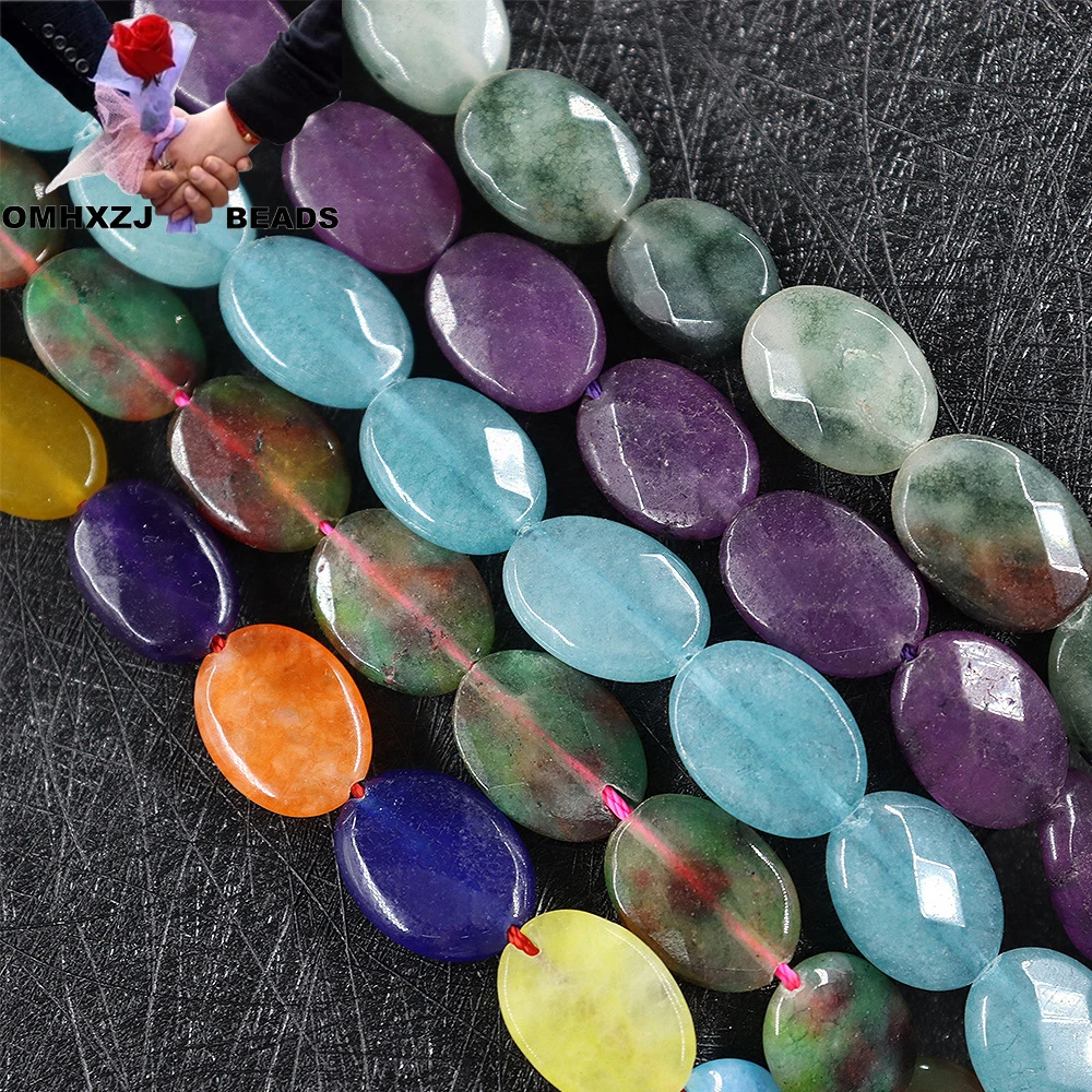

OMH Z73 13X18mm Polished Color By Hand Jewelry DIY Making Bracelet Necklace Gift Round Faceted Natural Stone Loose Spacer Beads