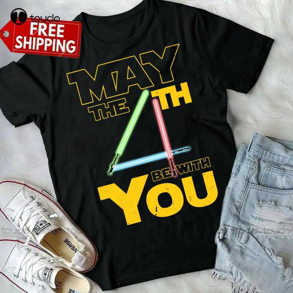 

May The 4Th Be With U You Funny Fourth Scifi Force T-Shirt Womens T Shirts