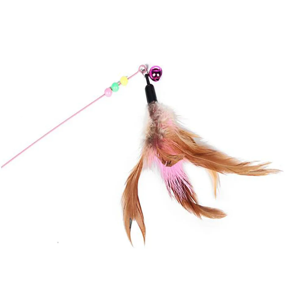 Забавный перо котёнок Кот Игрушка стальная проволока Прорезыватель бусы