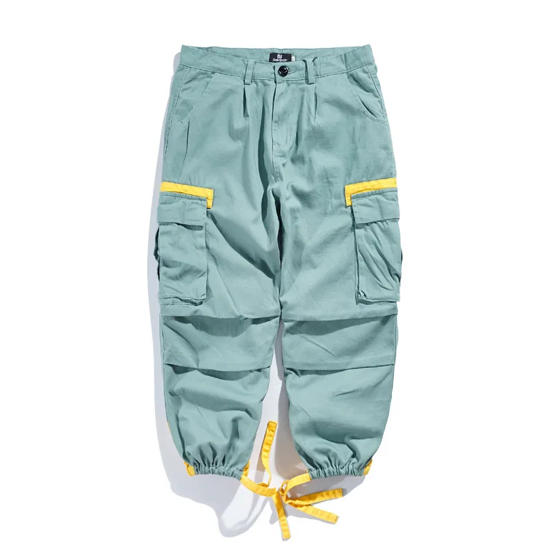 

Casual Patchwork Pants Men Hip Hop Streetwear Cargo Trousers Multi Pocket Fashion Loose Mens Cool Jogger Sweatpants DS50666