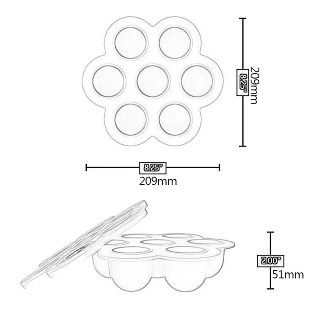 

7 Grid Food Grade Silicone Ice Cube Mold With Lid DIY Ice Cube Round Shape Ice Cream Maker Kitchen Bar Accessories