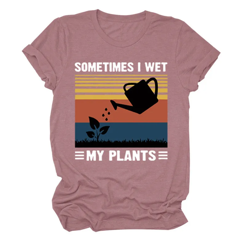 Женская забавная футболка с коротким рукавом и надписью I Wet My Plants Мягкая