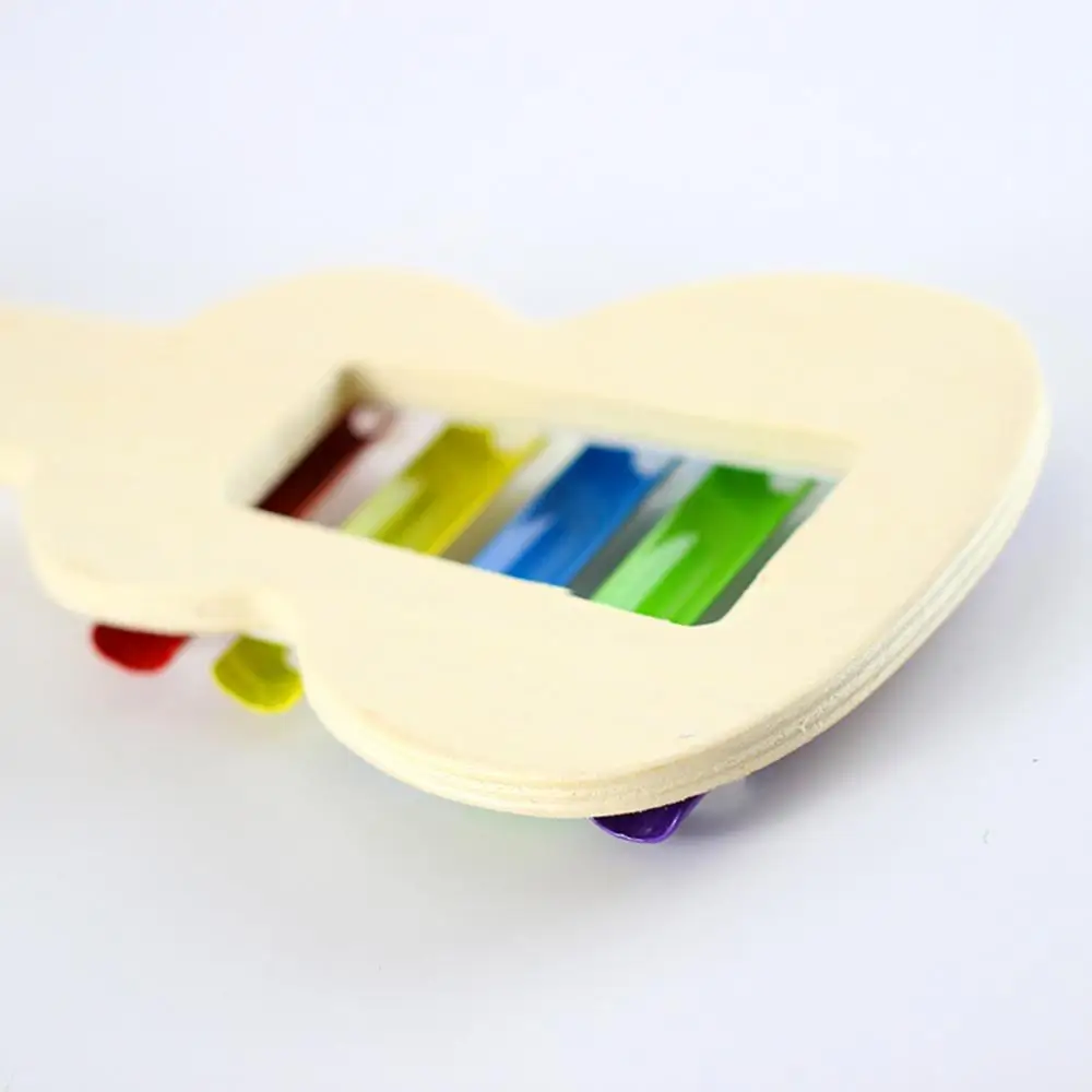 Wooden Guitar Shape 5-Note Xylophone Music Instrument Educational Baby Kids Toy