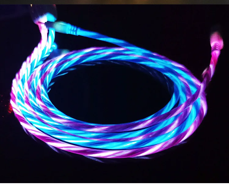 Светодиодный светящийся кабель для передачи данных USB Type C/Micro зарядный iPhone X Samsung