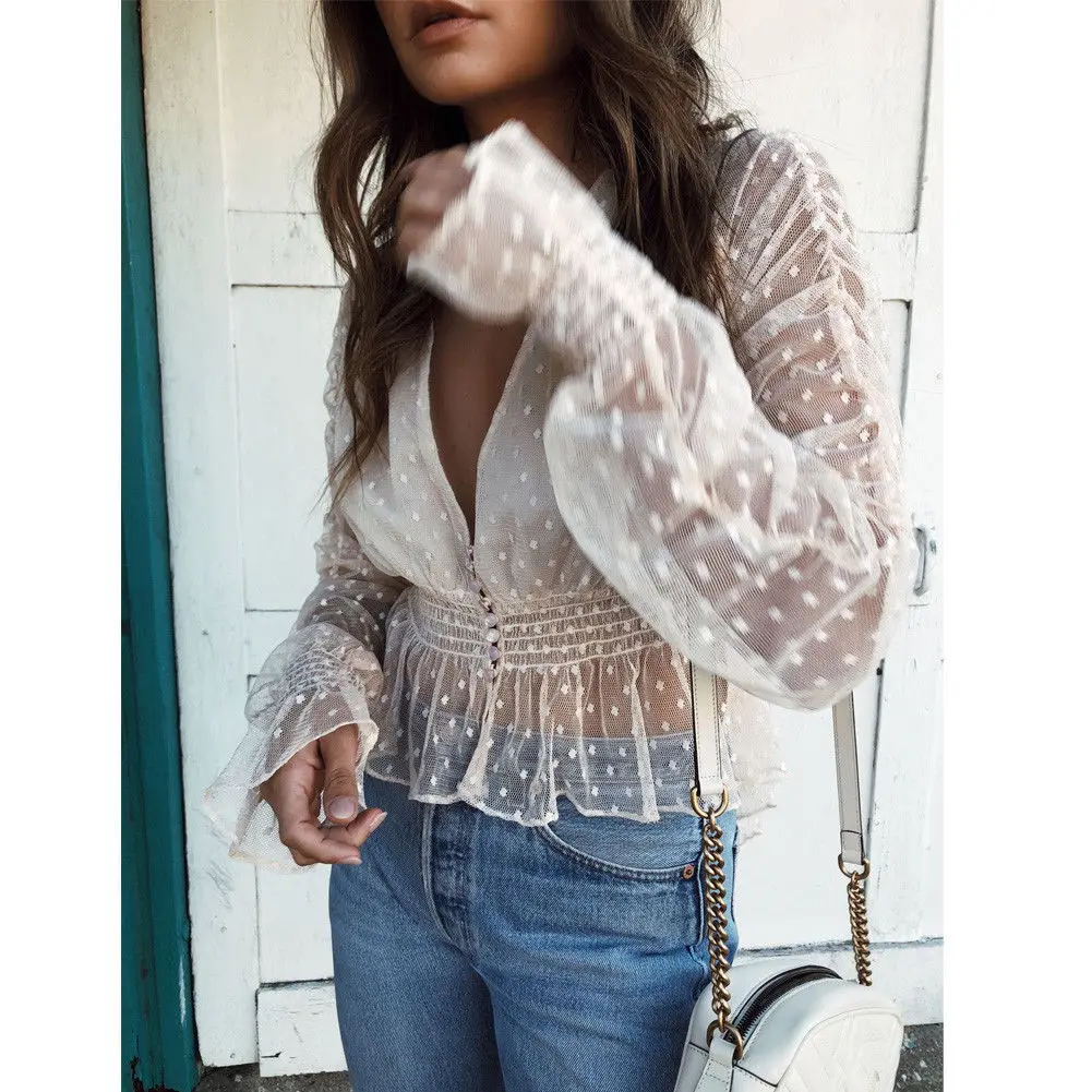 Женская Прозрачная Кружевная футболка женский прозрачный сетчатый топ с