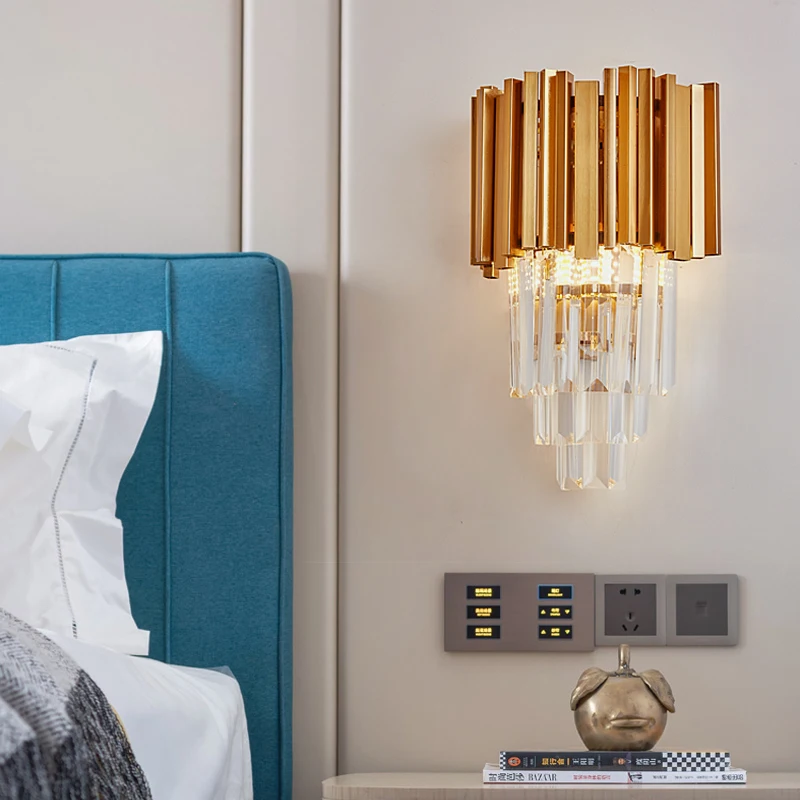 Современные Настенные светильники FKL Кристальные лампы золотого цвета для