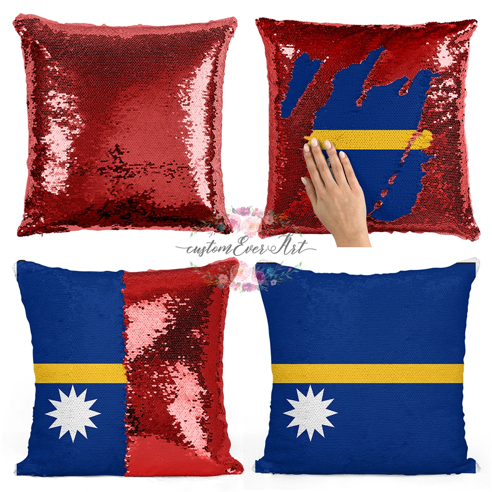 

Nauru Personalized custom picture pillow coverhome pillow reversible mermaid sequin pillow case cover