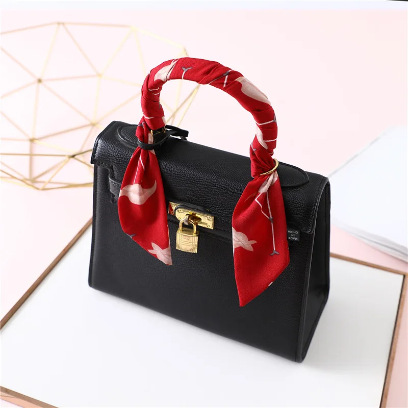 

2020 New Silk Neck Scarf Ribbon Women Design Print Lady Hand Bag Wrap Scarfs Foulard Hair Band Femme Headband Neckerchief