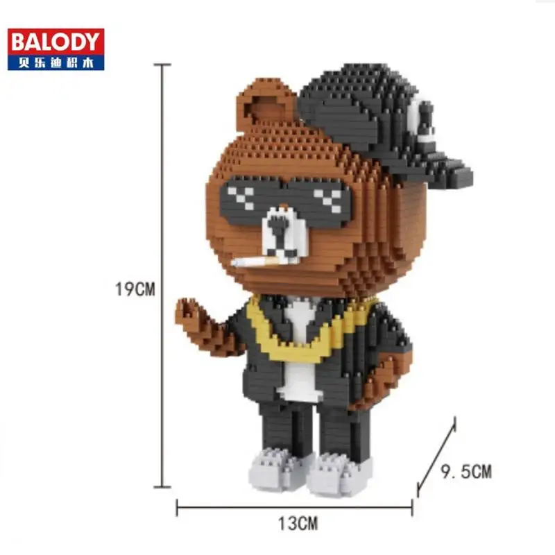 Конструктор Balody Mini в сборе Мультяшные строительные игрушки медведь Аниме