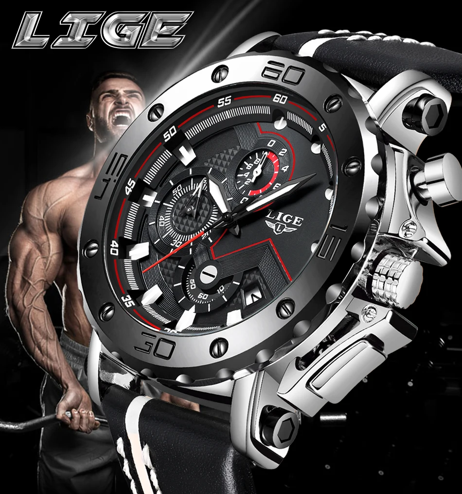 New Fashion Watch Men LIGE Top Brand Sport Watches Mens Quartz Clock Man Casual Military Waterproof WristWatch Relogio Masculino