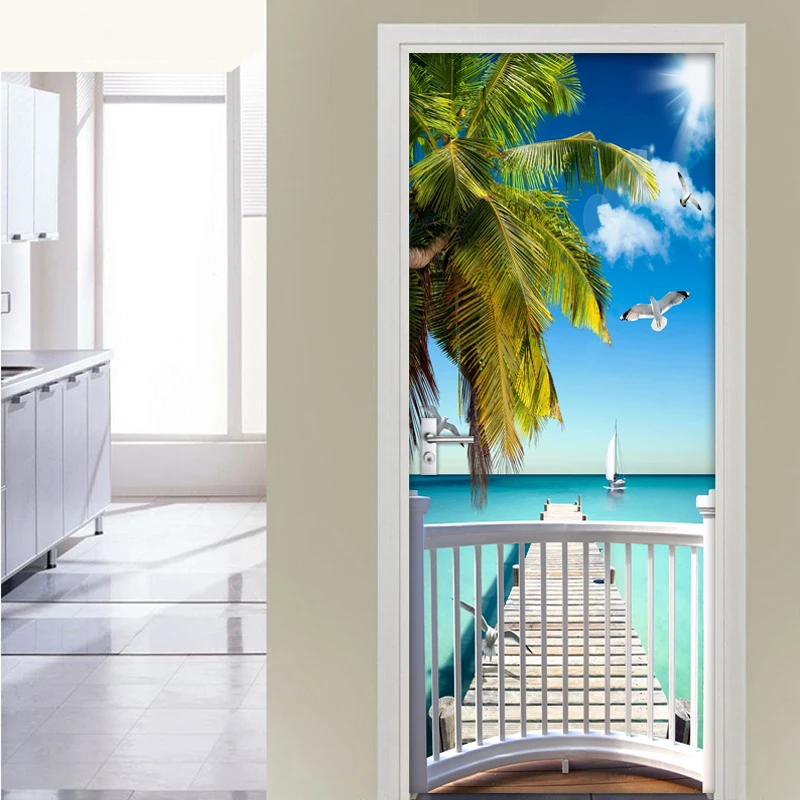 Самоклеящаяся дверная наклейка сделай сам настенная 3D с изображением балкона