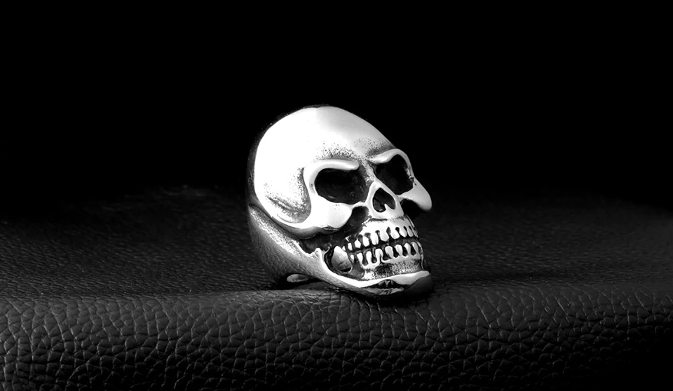 Крутое большое кольцо с черепом в стиле панк для мужчин из нержавеющей стали уникальная личность мальчик модные ювелирные изделия Быстрая BR8-025