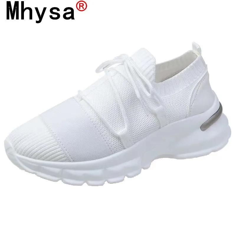 

New Women's Shoes 2021 Spring Round Toe Women Vulcanized Shoes Fashion Lightweight Casual Shoes Lace-up Breathable Mesh Sneakers