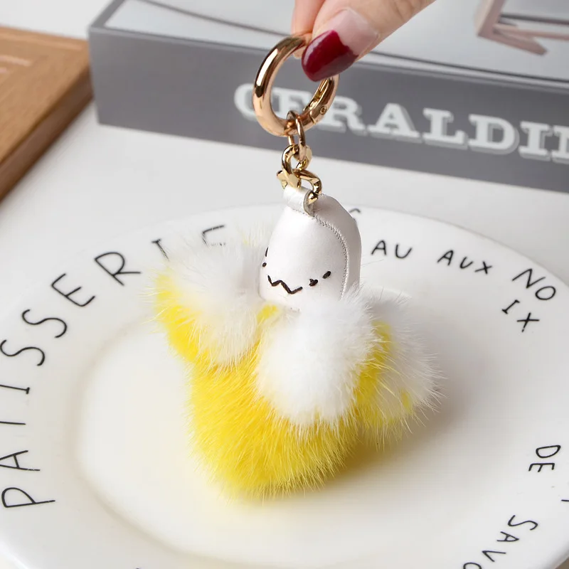 Модный креативный подарок из меха норки маленькая соломенная сумка Подвеска