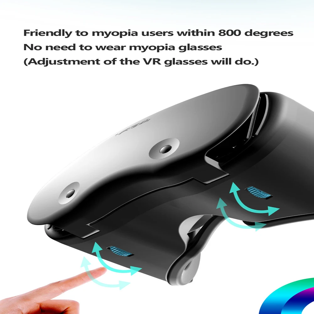 3D шлем виртуальной реальности VR очки для смартфонов от 5 до 7 дюймов, поддержка 0-800 миопии, гарнитура для мобильного телефона.