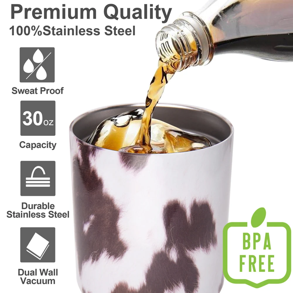 

25pcs Lot 30oz Brown Cowhide Stainless Steel Tumbler Cup Heat Perservation Travel Gift Water Holder DOMIL1175