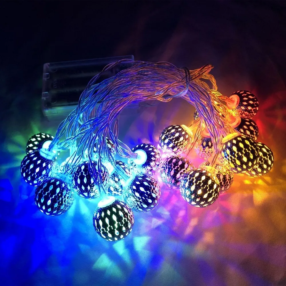 multicolor Светодиодный шарик Марокко гирлянды 5 м 50 светодиодный s батарея/USB рождественское освещение украшение дома для праздника, свадьбы, дня рождения - Испускаемый цвет: multicolor