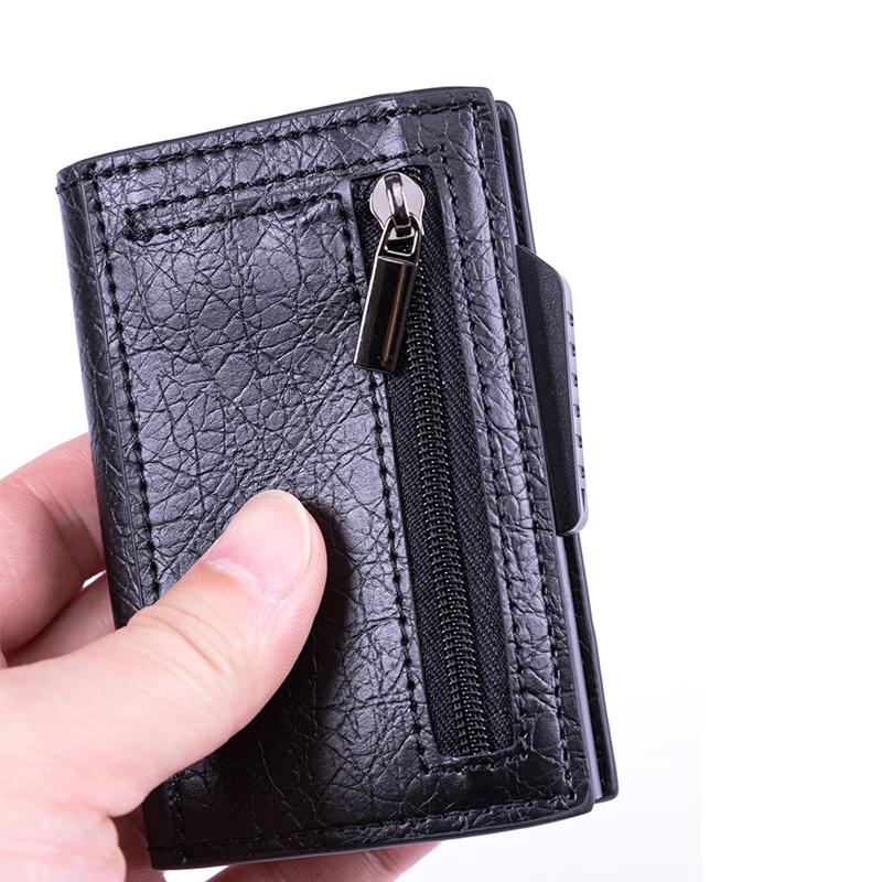 new 2021 rfid carbon fibe mens card holder fashion branch pattern cardholder simple aluminum alloy card box zipper coin purse free global shipping