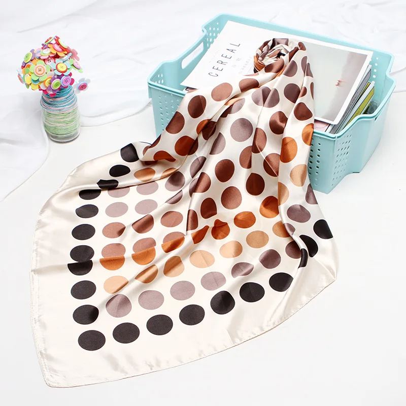 

Square Scarves Women Chain Print Sunscreen Silk Scarf Female Silk Satin Long Scarf dual-use Shawl Beach Towel Shawl Dot